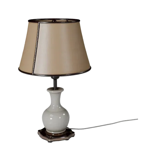 Ceramic Table Lamp 3D model, home interior, three-quarter front view, Unity viewport, metal detail.