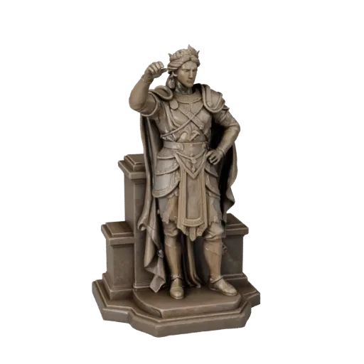 Marble Guardian Statue high poly 3D model preview showing silhouette, studio close-up view, pedestal and sculpt detail