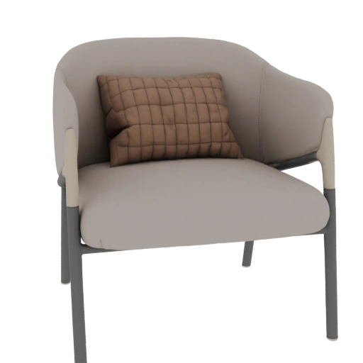 Modern Accent Chair with Pillow 3D Model