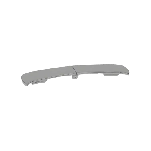 3D model of a car door handle trim, showing its curved shape and mounting details against a white background.