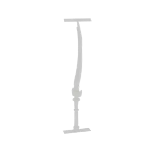 Modelo 3D de una espada de hoja curva ornamentada con empuñadura decorativa y hoja elegantemente arqueada, presentado sobre f