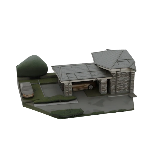 Modern House with Garage and Car