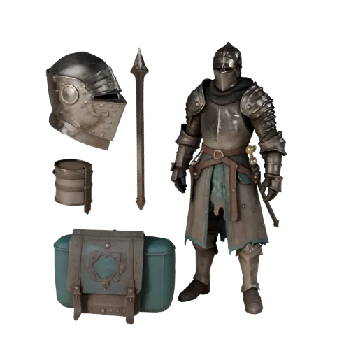 Personaje 3D de Caballero Medieval Endurecido en Batalla, vista del viewport del motor, activo listo para Unreal Engine con p
