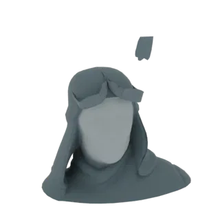Ein stilisiertes 3D-Modell eines Fliegerhelms mit drapierten Stoffelementen, vor weißem Hintergrund.
