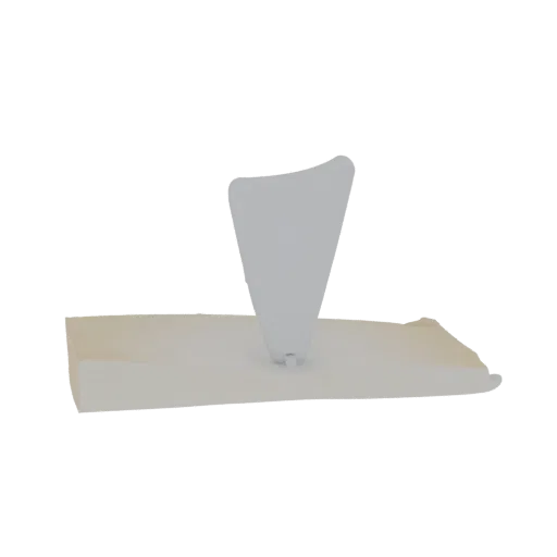 3D render of a minimalist abstract sculpture with sharp, intersecting geometric planes.