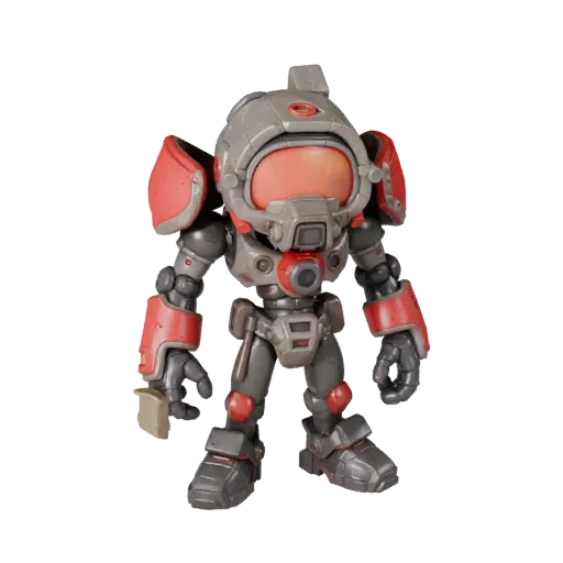 Personnage 3D Cyberpunk Assault Enemy Fighter, vue du moteur, atout stylisé avec pose debout et PBR