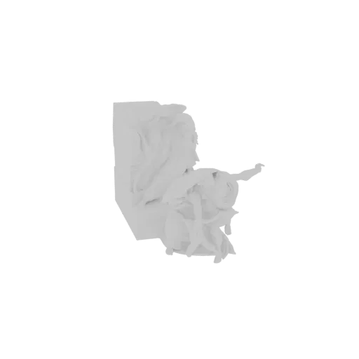 A 3D model of a crumpled white paper ball, showing intricate folds and textures.