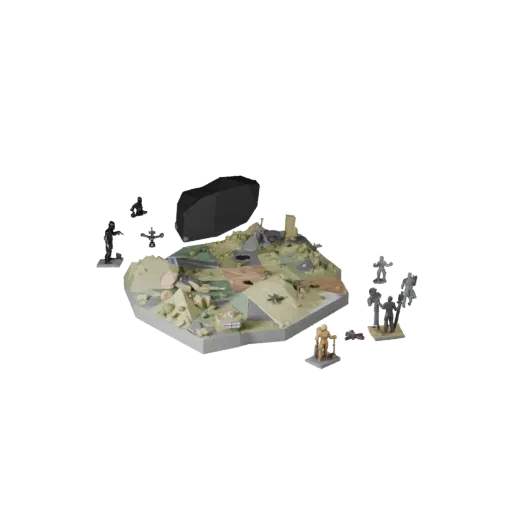 Space Display Diorama low poly 3D model preview showing layered parts, three-quarter game view, depth and display scale