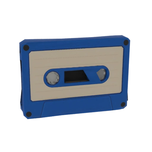 Retro Blue Cassette Tape 3D Model