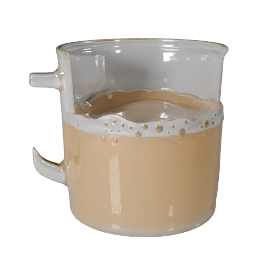 Cafe Tea Mug Product Viz 3D model, three-quarter studio product render, showing glass, container shape.