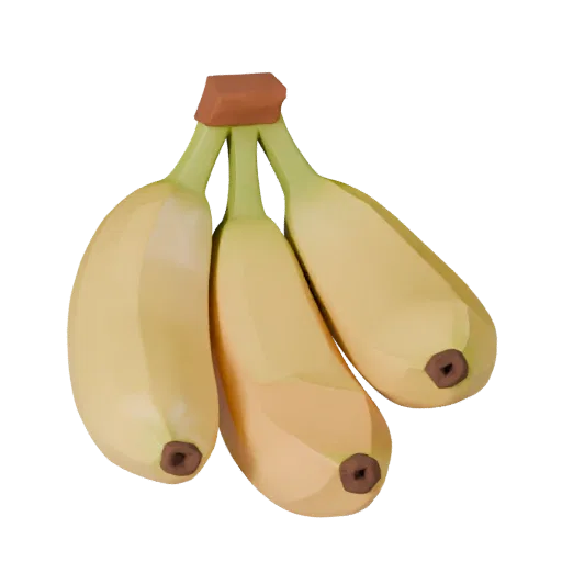 Market Banana Bunch Stylized 3D model, stylized isometric render, showing skin pores, recognizable fruit forms.