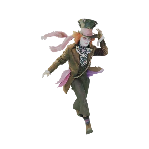 3D model of the Mad Hatter character from Alice in Wonderland, striking a dynamic pose with his hat tilted.