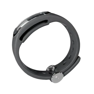 Medical Style Fitness Band 3D model, three-quarter front view, Unity viewport, showing silicone, wearable fit.