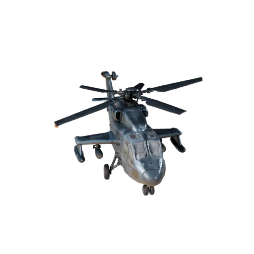 Modèle 3D d'hélicoptère d'attaque, vue de jeu à trois quarts, actif de véhicule prêt pour Unreal Engine avec équilibre des ai