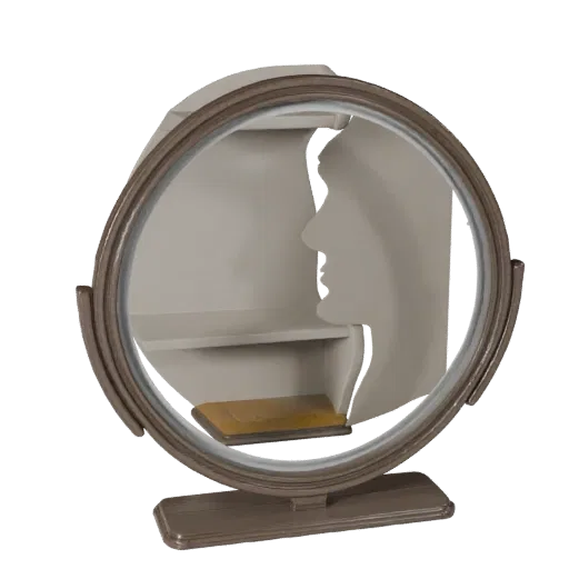Modern Mirror game ready 3D model, perspective studio render, with calibrated decor silhouette and material reads.
