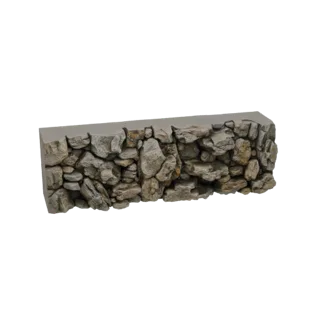 3D model of a section of a rustic stone wall with irregular rocks and concrete