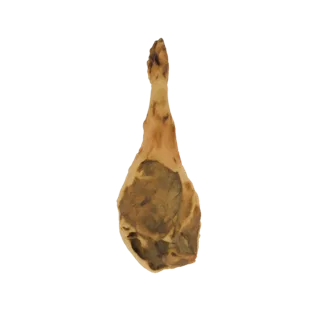 3D model of a raw beef steak with a bone, presented against a black background.