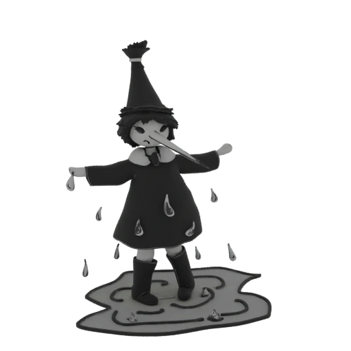 Sad Rainy Child with Long Nose