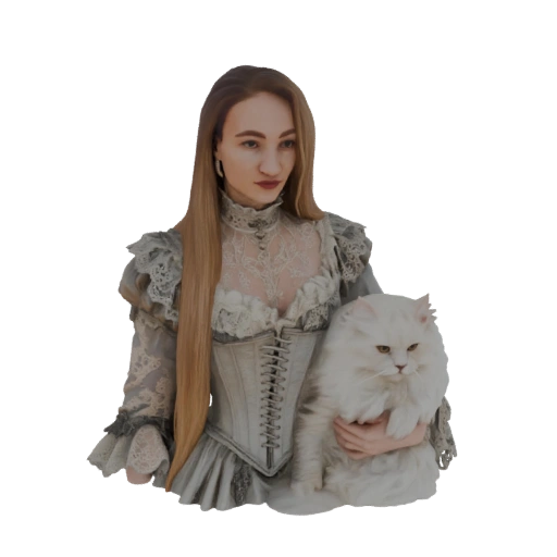 Victorian Lady with Persian Cat 3D Model