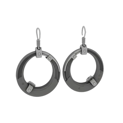 Drop Hoop Earrings scene ready 3D model, three-quarter studio render, showing earring silhouette and surface contrast.
