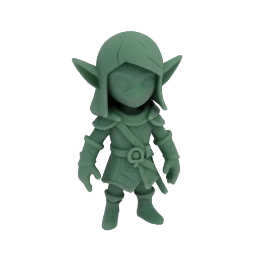 Figurine STL de Barde Elfe Médiéval Moulage, rendu de table en trois quarts, figurine de table imprimable en résine avec pier