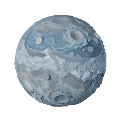 Gas Giant Moon Modular 3D model, isometric modular kit view, showing rock, spherical body scale.