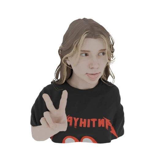 Girl with Peace Sign 3D Model