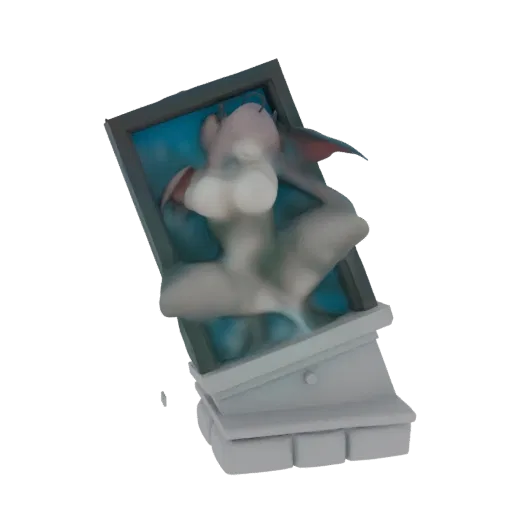 3D model preview of a stylized female bust with soft, flowing hair, presented on a pedestal.