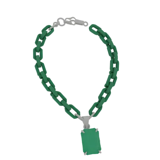 Emerald Necklace print ready 3D model, front-three-quarter studio render, highlighting necklace form and finish detail.