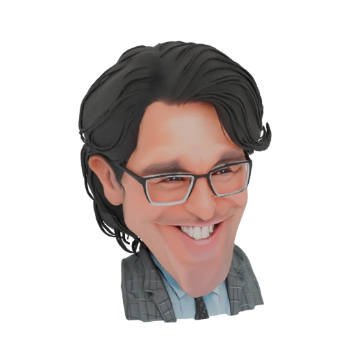 Caricature of a Smiling Man with Glasses