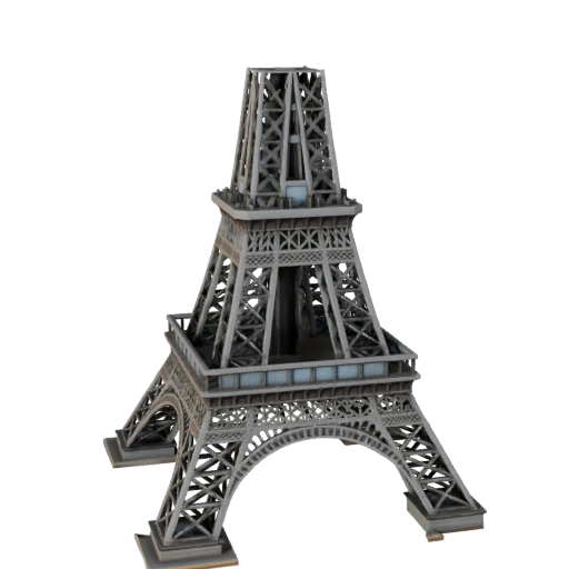 Низкополигональная 3D модель Эйфелевой башни для игр в реальном времени и VR