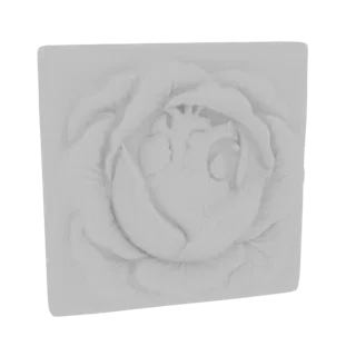 3D model of a realistic anatomical heart nestled within the soft, unfolding petals of a rose, rendered in a monochromatic sty