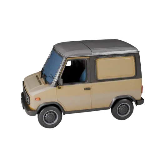 Modelo 3D Furgoneta de Reparto Vintage, vista de estudio a tres cuartos, activo de vehículo listo para Blender con carrocería