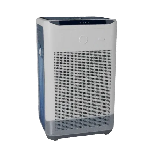 Smart Air Purifier Stylized 3D model, home interior, stylized isometric render, plastic detail.