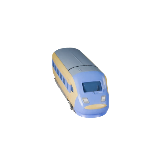 Modèle 3D de train à grande vitesse dessin animé pour jeux stylisés