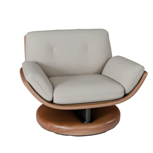Modern Lounge Chair Product Viz 3D model, home interior, three-quarter studio product render, wood detail.