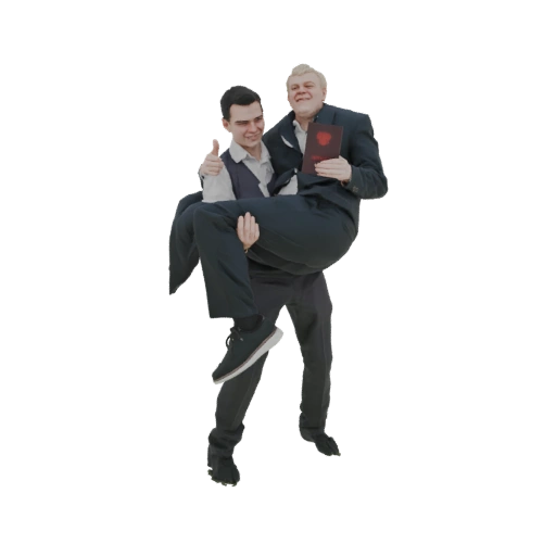 Man Carrying Another Man with a Book