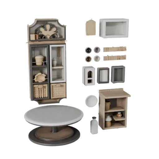 Handmade Wall Art Product Viz 3D model, living room, three-quarter studio product render, ceramic detail.