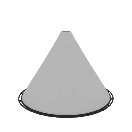 3D model of a truncated cone with two similar bases, rendered in gray with a black rim at the base.