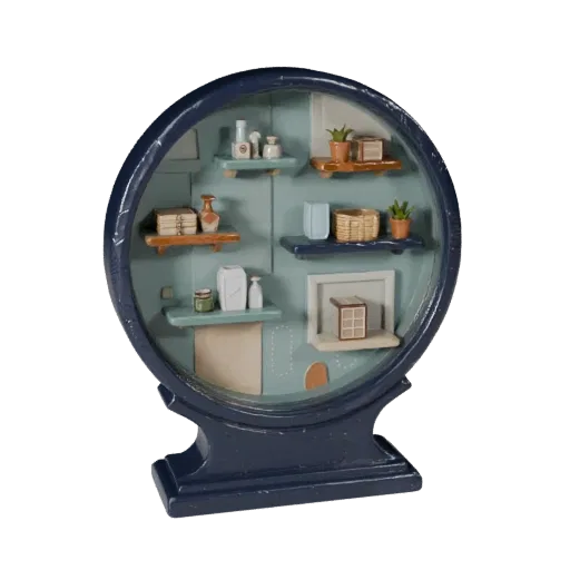 Handgefertigte Wandkunst High Poly 3D-Modell, Wohnzimmer, Nahaufnahme Studio-Render, Keramik-Detail.