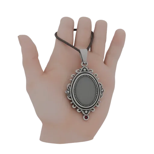Ornate Charm scene ready 3D model, three-quarter studio render, showing pendant silhouette and surface contrast.