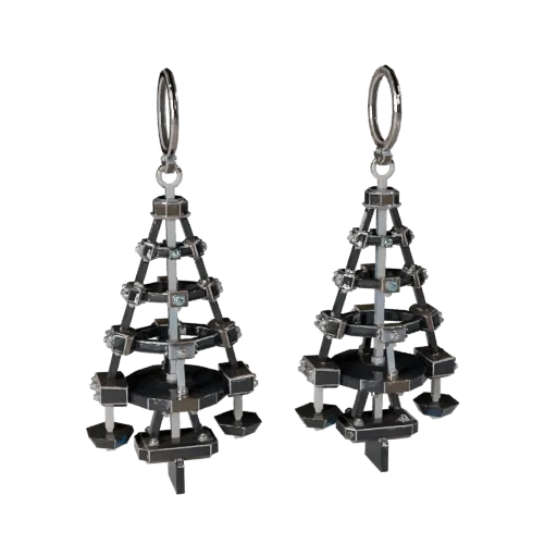 Chandelier Earring game ready 3D model, isometric studio render, highlighting earring seams, edges, and finish layers.