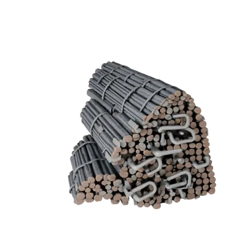 Hochpolygones 3D-Modell Robuster Bewehrungsstahl-Bündel, Nahaufnahme Studio-Rendering, zeigt Beton, baustellenbereite Silhoue