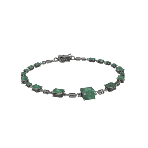 Emerald Necklace scene ready 3D model, turntable hero render, showing necklace silhouette and surface contrast.