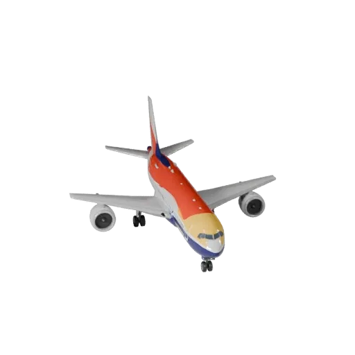 Modelo 3D de Avião Cartoon, vista de estúdio em três quartos, ativo de veículo estilizado com equilíbrio nas asas, legibilida