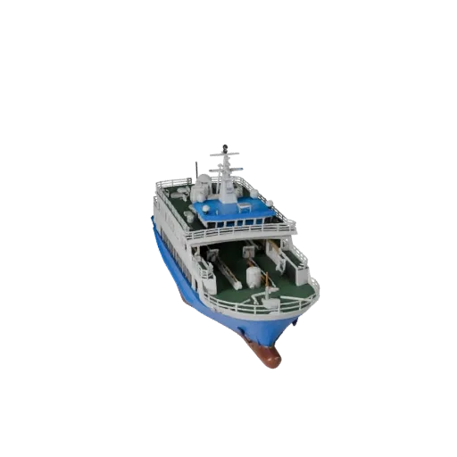 Modelo 3D de Ferry listo para juegos, vista de estudio a tres cuartos, activo de vehículo listo para producción con forma de