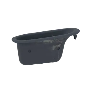 Modèle 3D de poignée de porte de voiture en plastique gris foncé avec usure et éraflures visibles.
