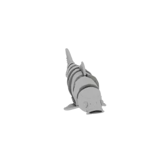 3D model of a segmented carp, ready for 3D printing, with detailed segments and fins.