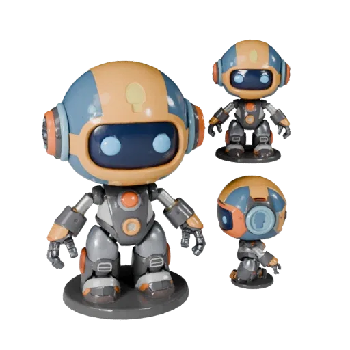 Mascot Robot Figurine product render 3D model preview showing pose, three-quarter view and surface detail