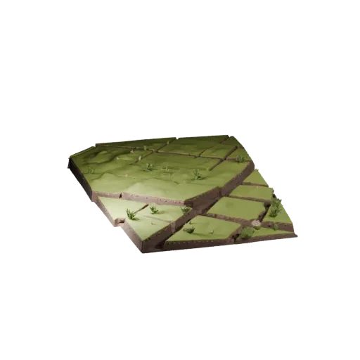 Farmland Field Strip High Poly 3D model, close-up cinematic environment render, showing layered soil, terrain detail.